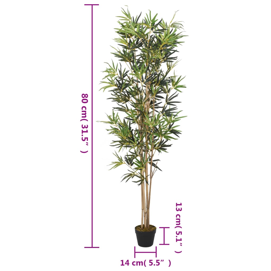 vidaXL Bambou artificiel 368 feuilles 80 cm vert