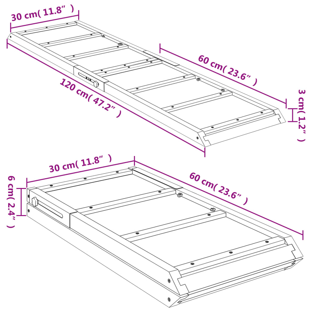 vidaXL Rampe pour chiens vert 120x30 cm bois de sapin solide