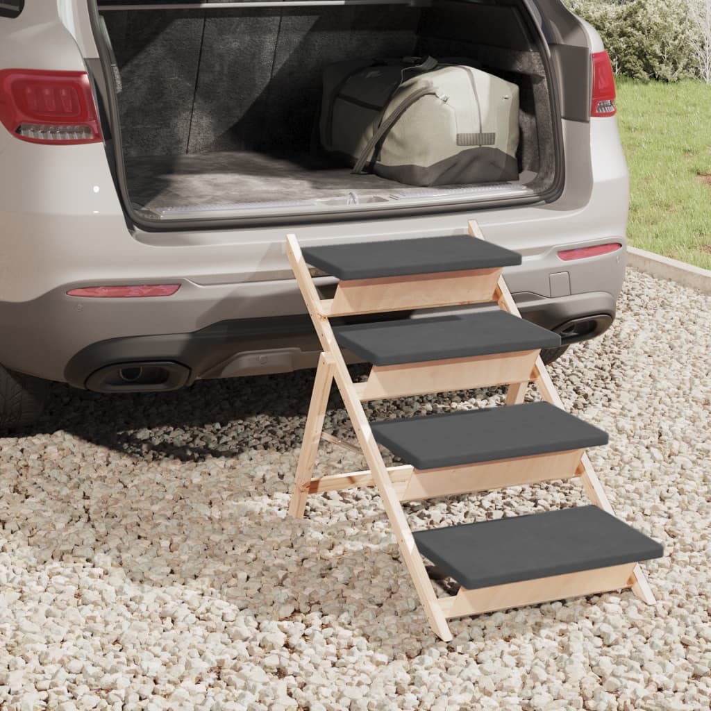 vidaXL Escalier pour chiens gris 105x47 cm bois de sapin solide