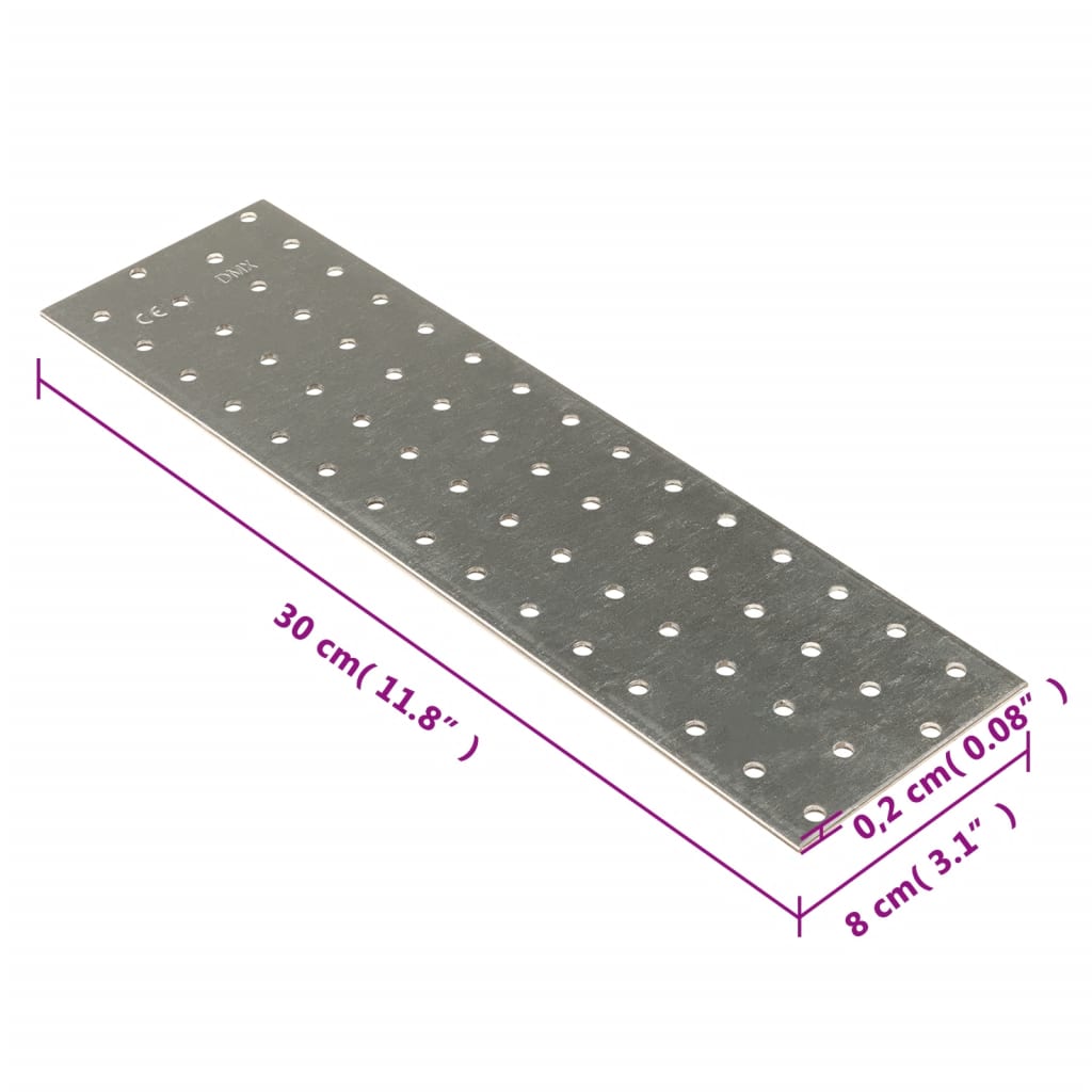 vidaXL Plaques perforées 40 pcs 2 mm 300x80 mm acier galvanisé