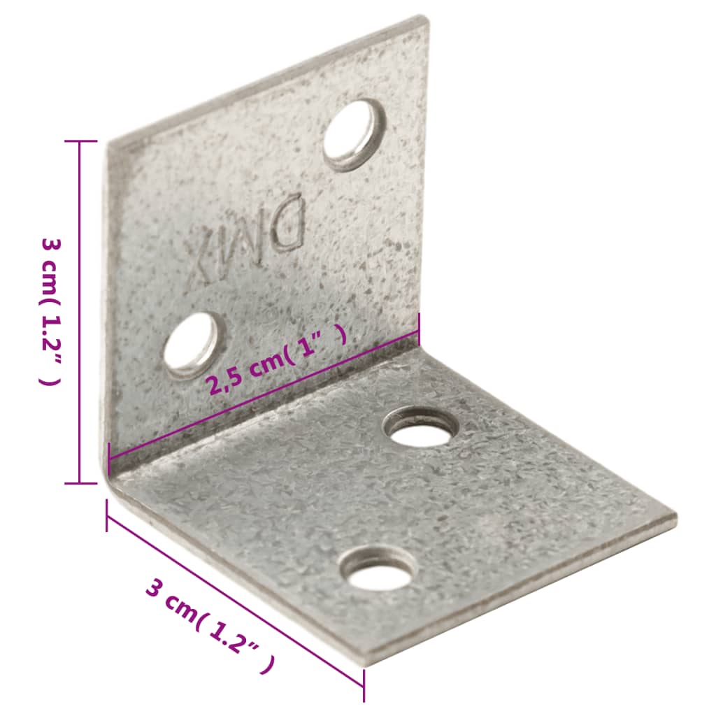 vidaXL Équerres de fixation 150 pcs 2 mm 30x25x30 mm acier galvanisé