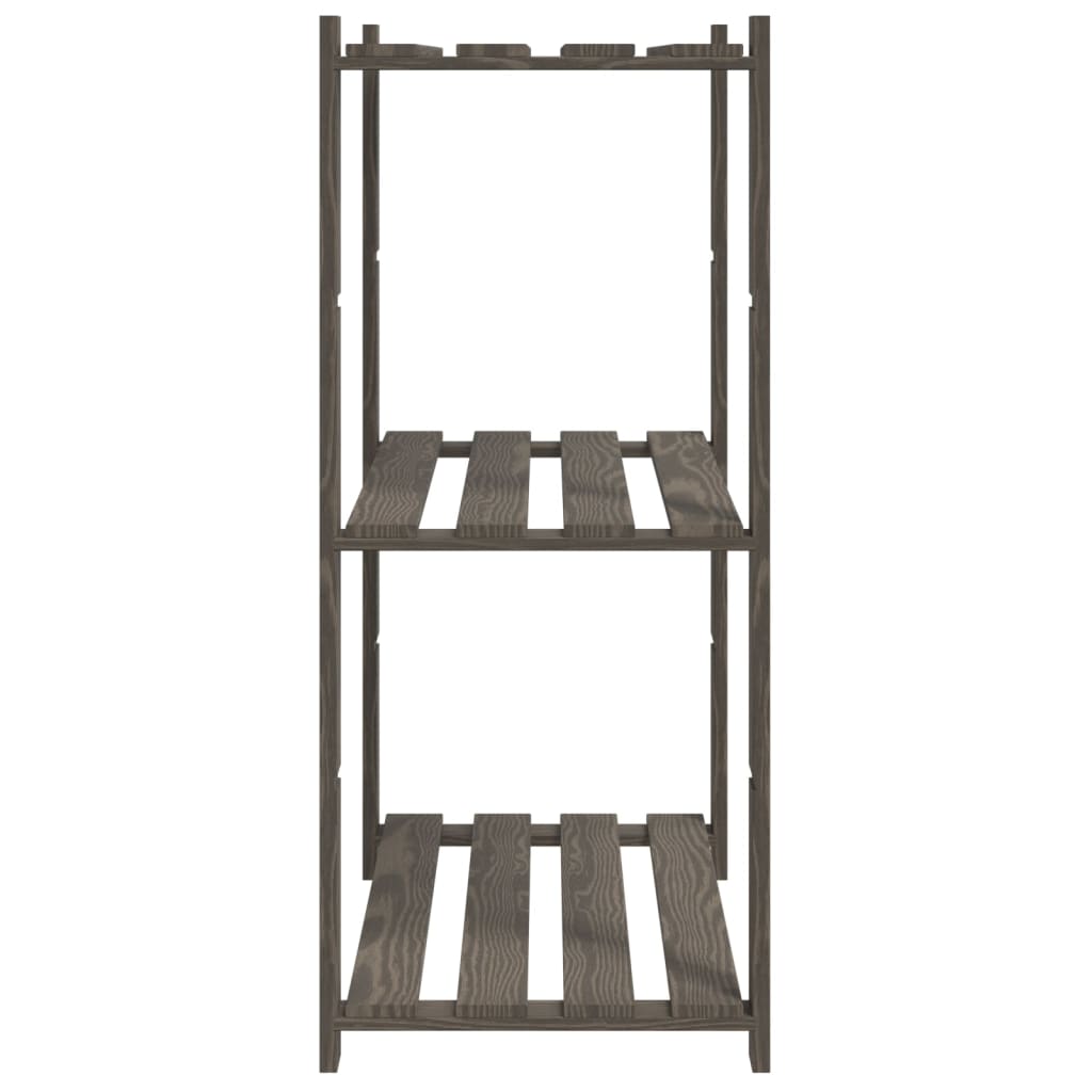 vidaXL Support de rangement à 3 niveaux gris 80x38x90 cm bois de pin