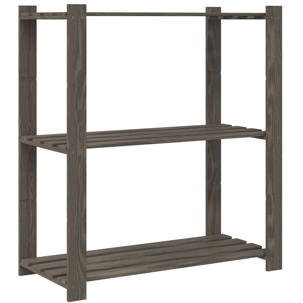vidaXL Support de rangement à 3 niveaux gris 80x38x90 cm bois de pin