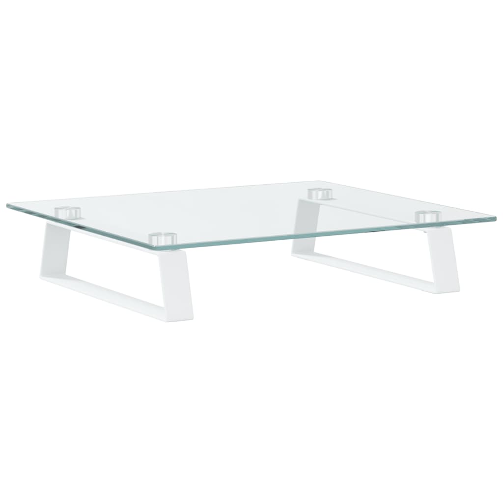 vidaXL Support de moniteur blanc 40x35x8 cm verre trempé et métal