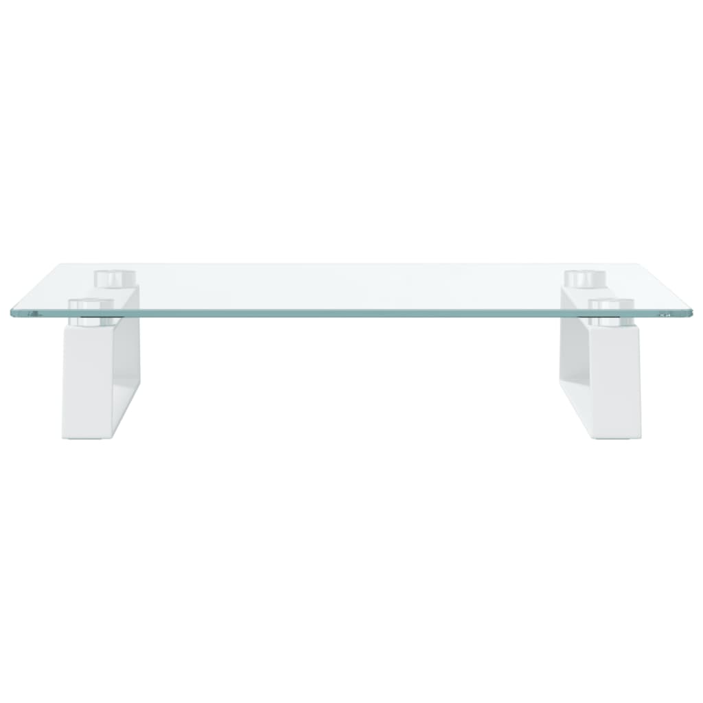 vidaXL Support de moniteur blanc 40x35x8 cm verre trempé et métal