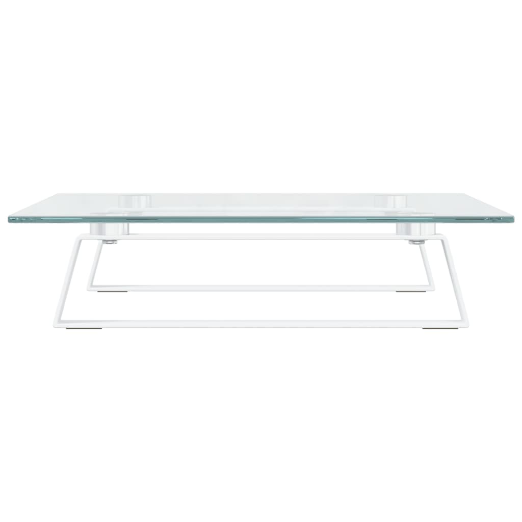 vidaXL Support de moniteur blanc 40x35x8 cm verre trempé et métal