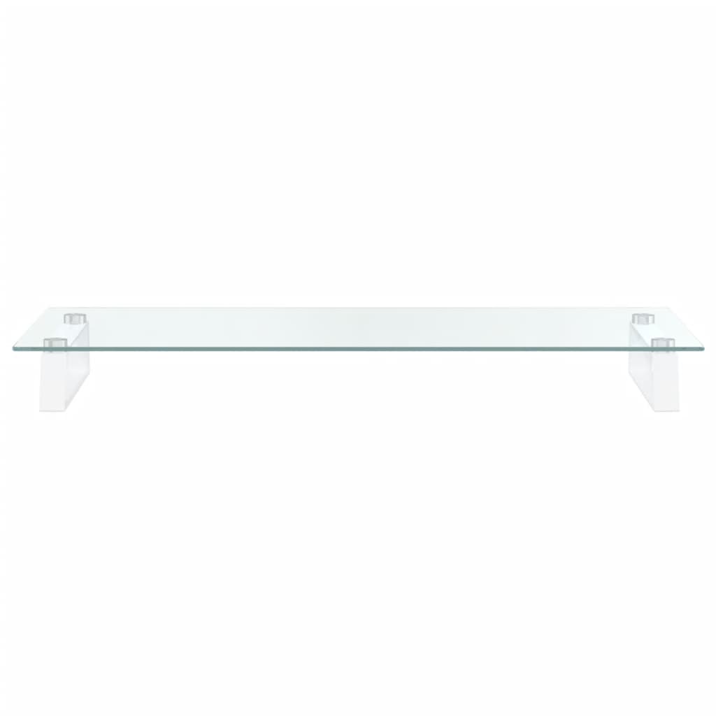 vidaXL Support de moniteur blanc 80x35x8 cm verre trempé et métal