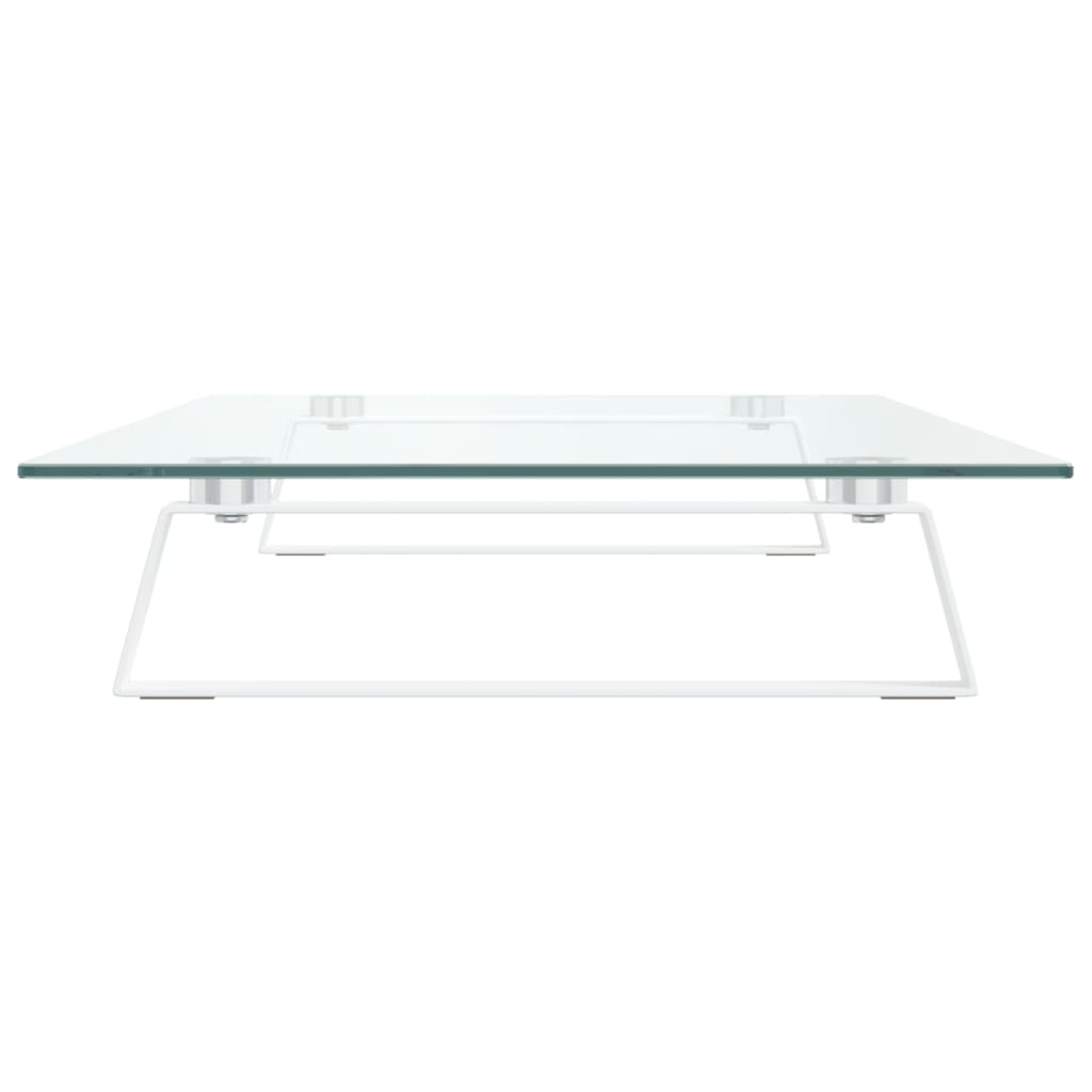 vidaXL Support de moniteur blanc 80x35x8 cm verre trempé et métal