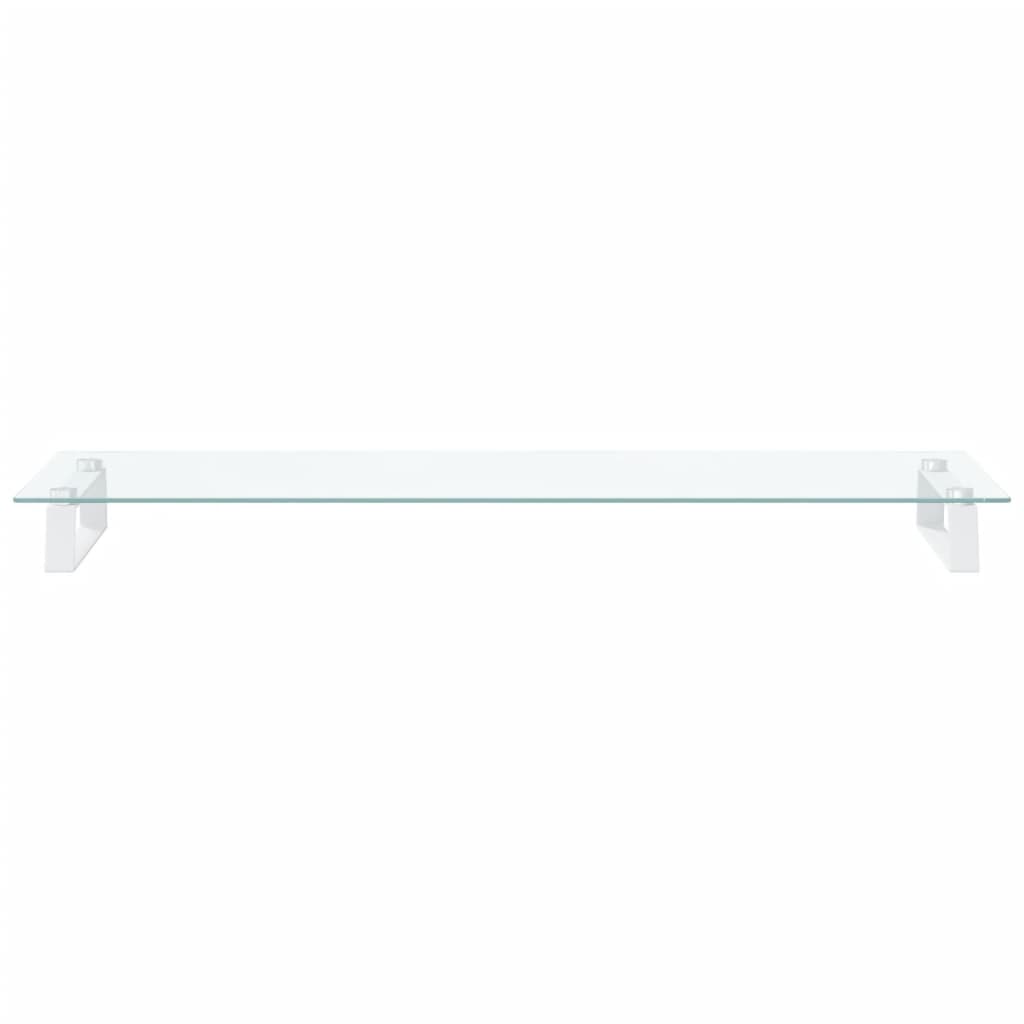 vidaXL Support de moniteur blanc 100x35x8 cm verre trempé et métal
