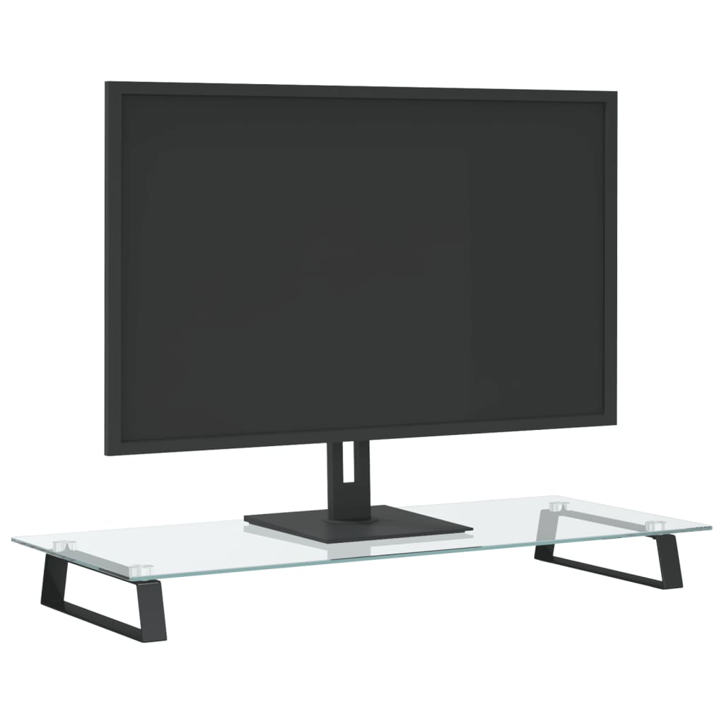 vidaXL Support de moniteur noir 80x35x8 cm verre trempé et métal