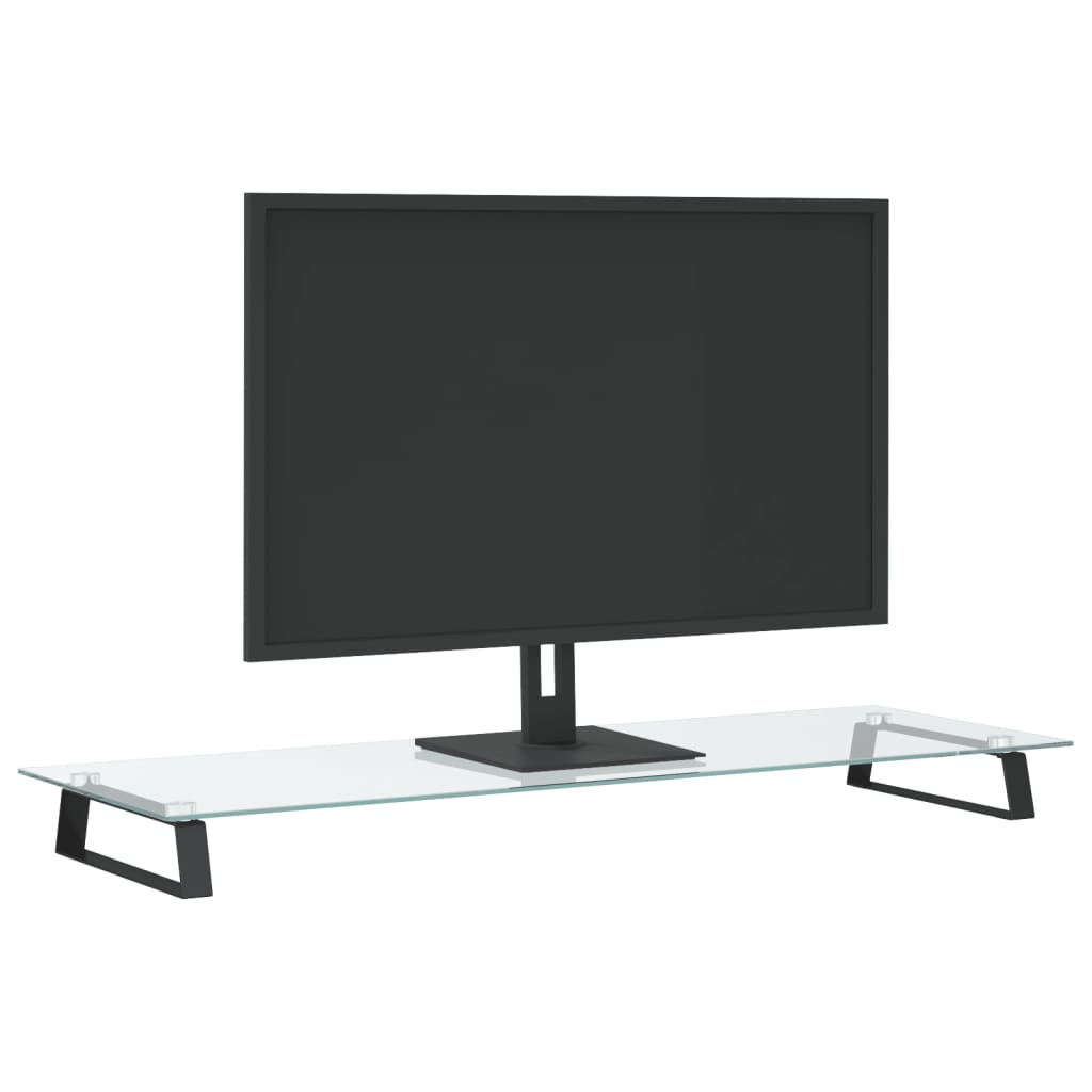 vidaXL Support de moniteur noir 100x35x8 cm verre trempé et métal