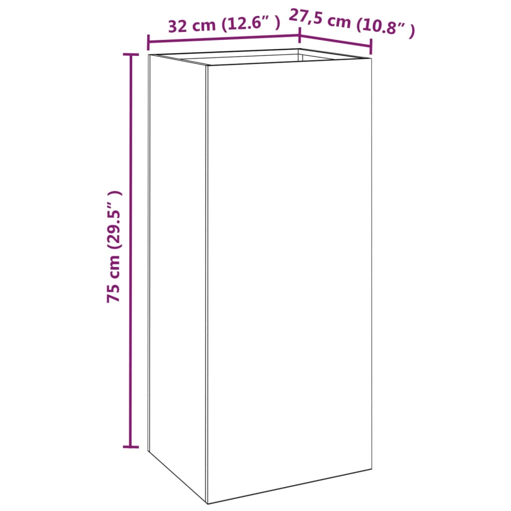 vidaXL Jardinière argenté 32x27,5x75 cm acier galvanisé
