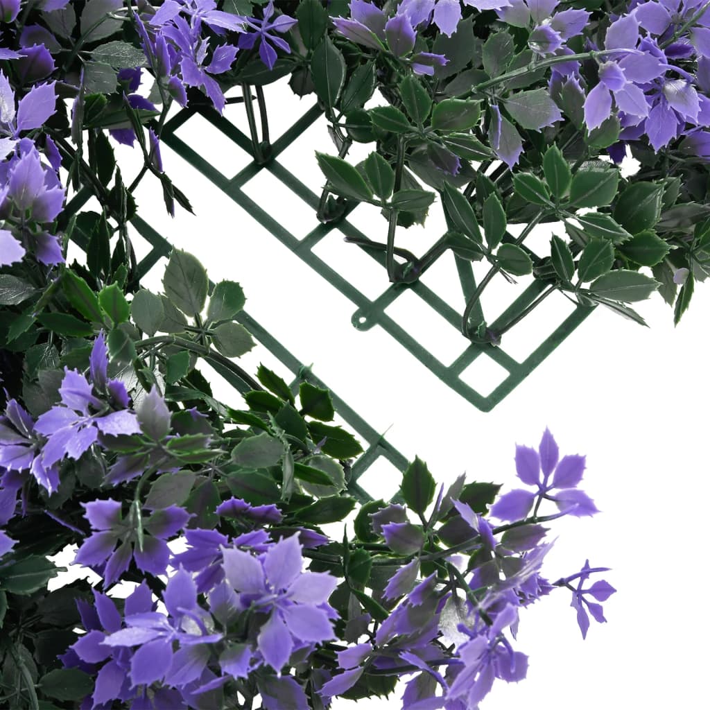 vidaXL Clôture à feuilles artificielles 24 pcs violet 40x60 cm