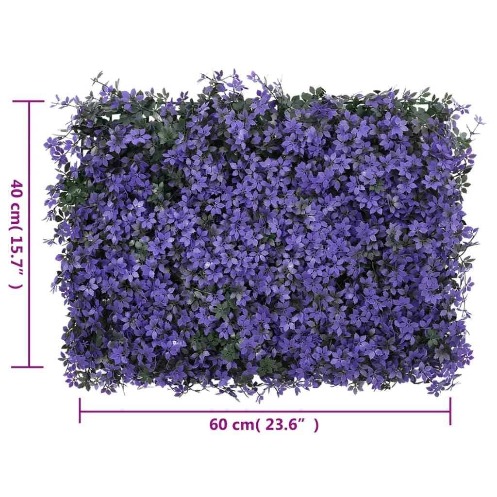 vidaXL Clôture à feuilles artificielles 24 pcs violet 40x60 cm