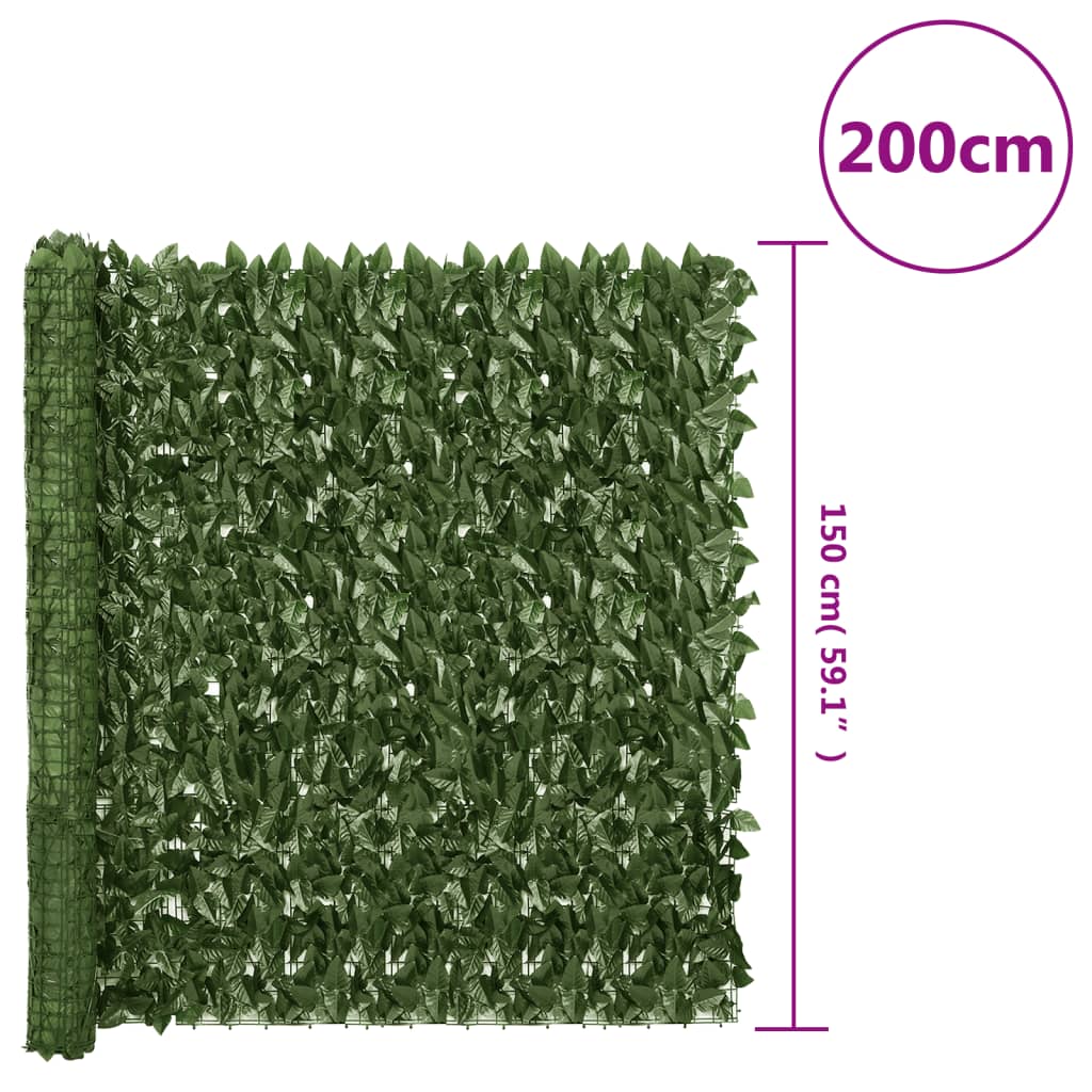 vidaXL Écran de balcon avec feuilles vert foncé 200x150 cm