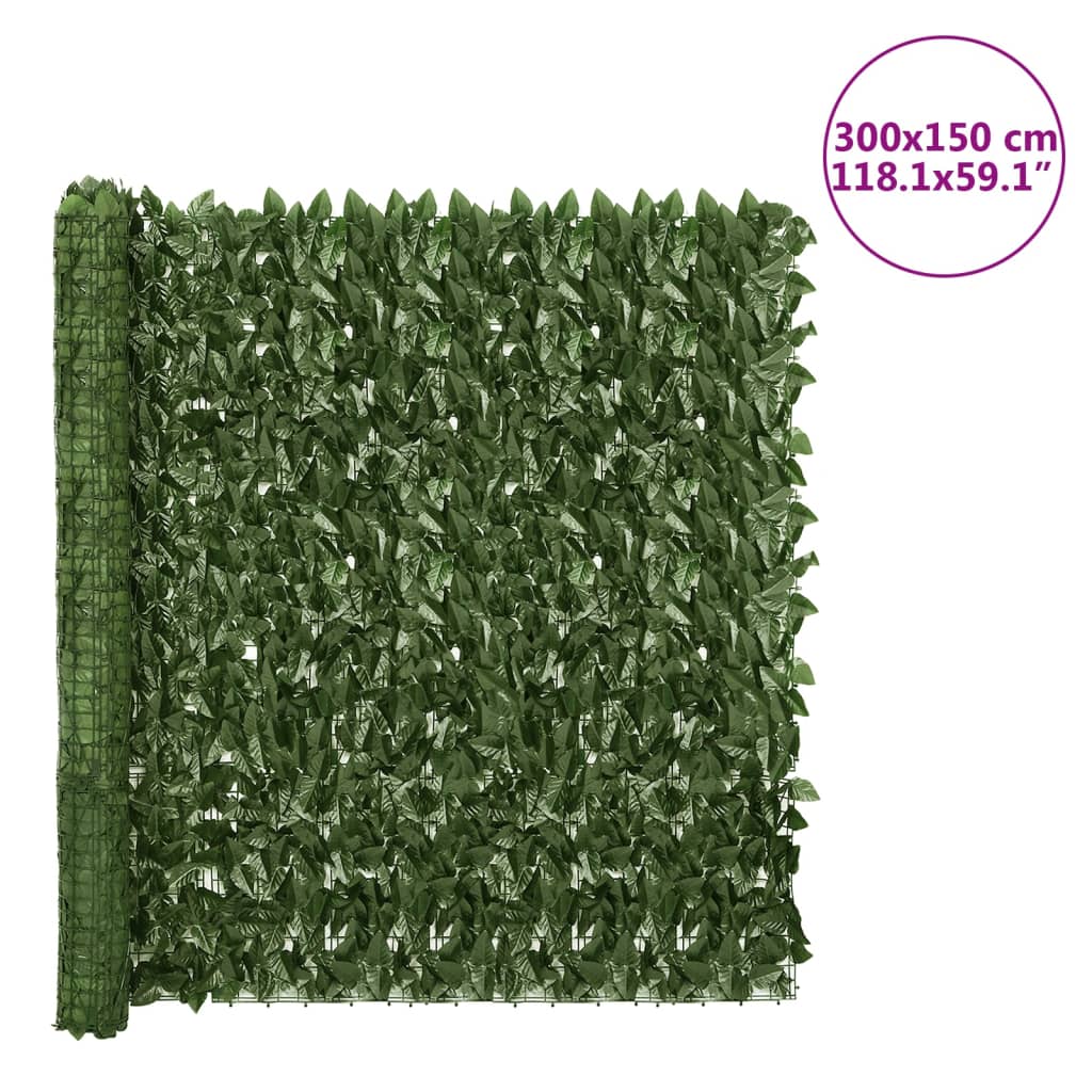 vidaXL Brise-vue de balcon avec feuilles vert foncé 300x150 cm