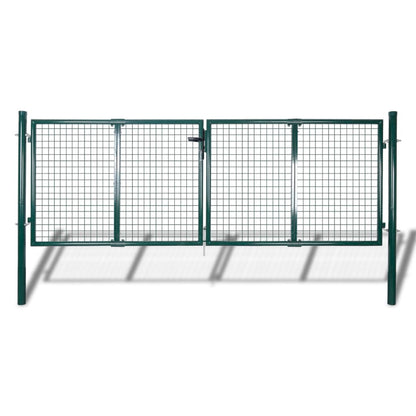 vidaXL Portail de clôture Acier 306x150 cm Vert