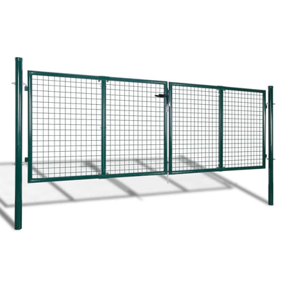 vidaXL Portail de clôture Acier 306x150 cm Vert