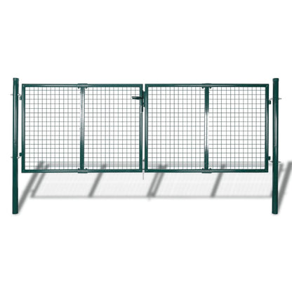 vidaXL Portail de clôture Acier 306x175 cm Vert