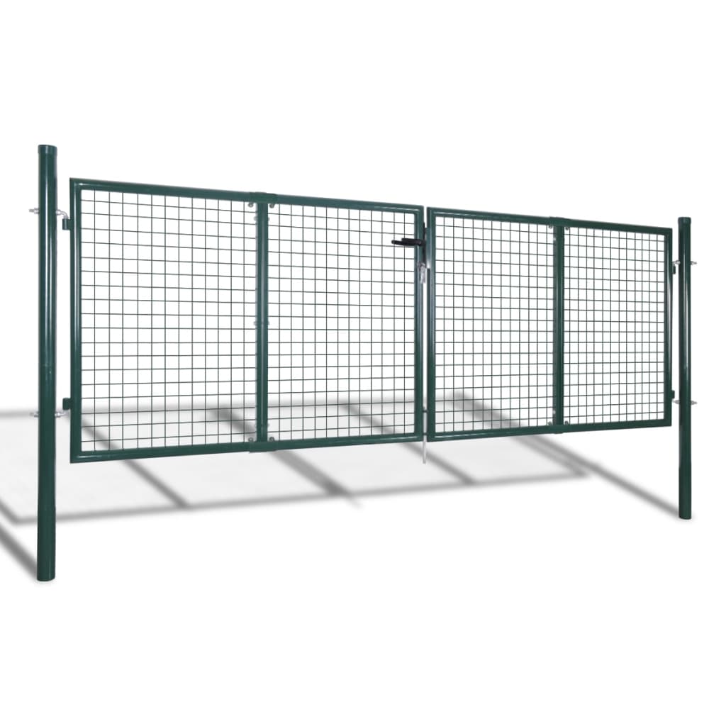 vidaXL Portail de clôture Acier 306x175 cm Vert
