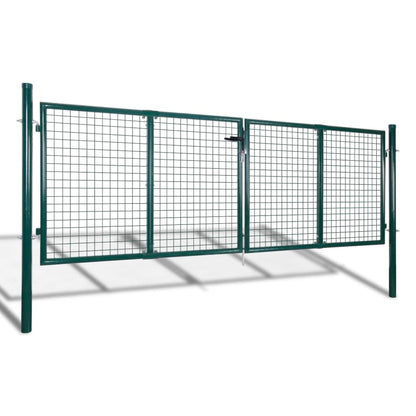 vidaXL Portail de clôture Acier 306x175 cm Vert