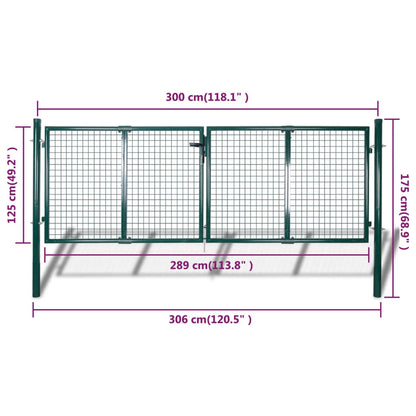 vidaXL Portail de clôture Acier 306x175 cm Vert