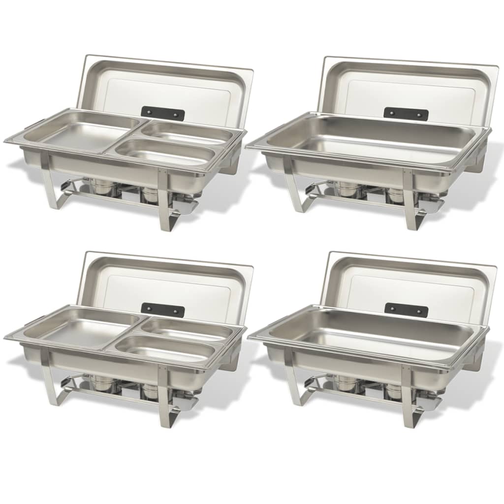 vidaXL Ensemble de chauffe-plats 4 pcs Acier inoxydable