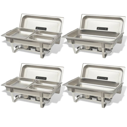 vidaXL Ensemble de chauffe-plats 4 pcs Acier inoxydable