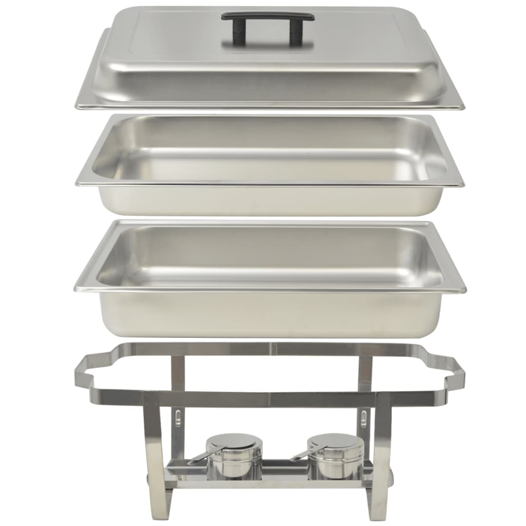 vidaXL Ensemble de chauffe-plats 4 pcs Acier inoxydable