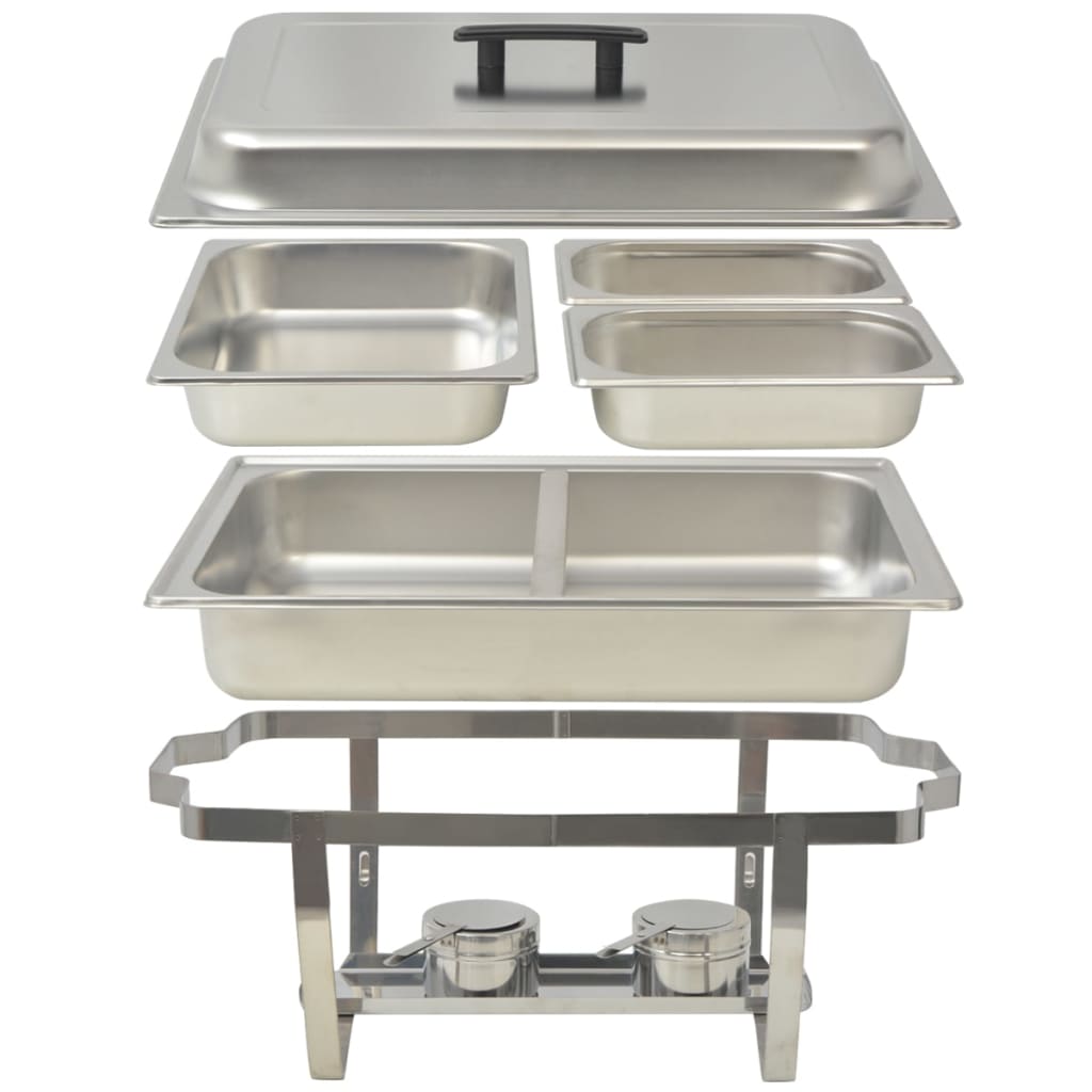 vidaXL Ensemble de chauffe-plats 4 pcs Acier inoxydable