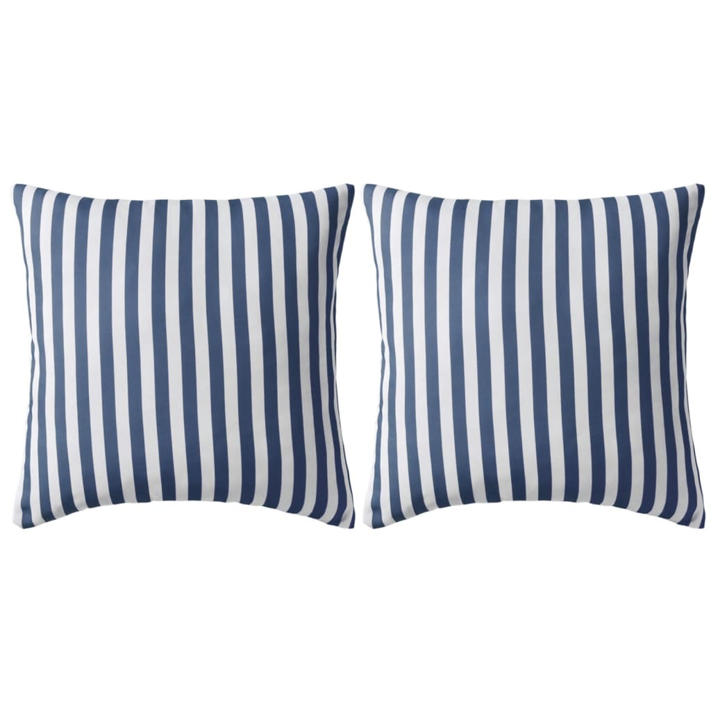 vidaXL Oreiller d'extérieur 2 pcs Impression rayure 45 x 45 cm Bleu