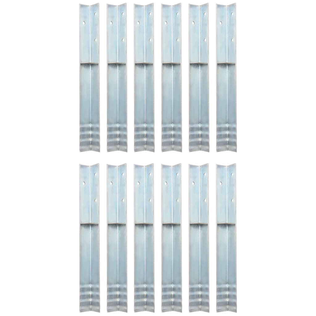 vidaXL Piquet de sol en forme de L 12 pcs Acier galvanisé 5 x 5 x 50cm