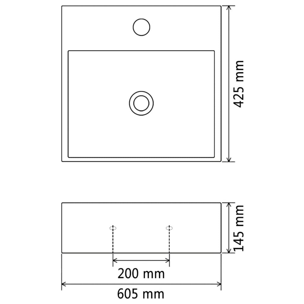 vidaXL Vasque avec trou de robinet en céramique Blanc 60,5x42,5x14,5cm