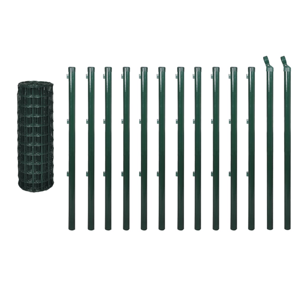 vidaXL Ensemble de clôture Euro Acier 25 x 1,5 m Vert