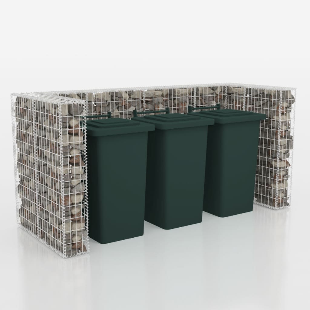 vidaXL Cadre de gabion de poubelle triple Acier 250 x 100 x 120 cm