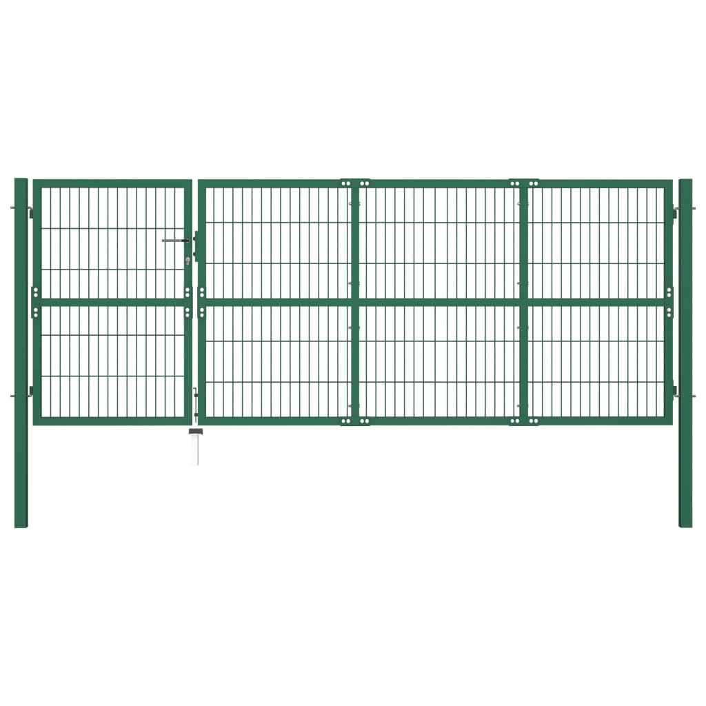 vidaXL Portail de clôture de jardin avec poteaux 350x120 cm Acier Vert