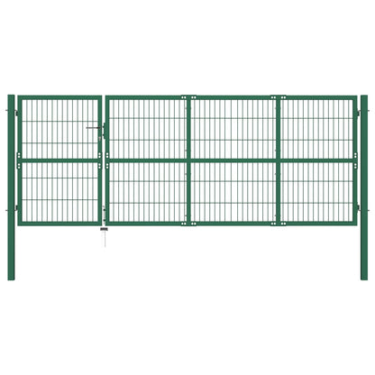 vidaXL Portail de clôture de jardin avec poteaux 350x120 cm Acier Vert