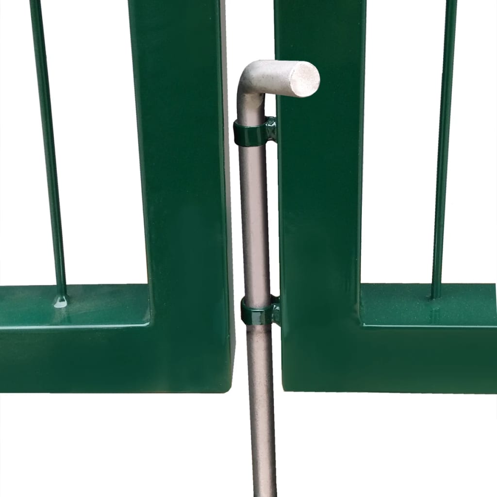 vidaXL Portail de clôture de jardin avec poteaux 350x120 cm Acier Vert