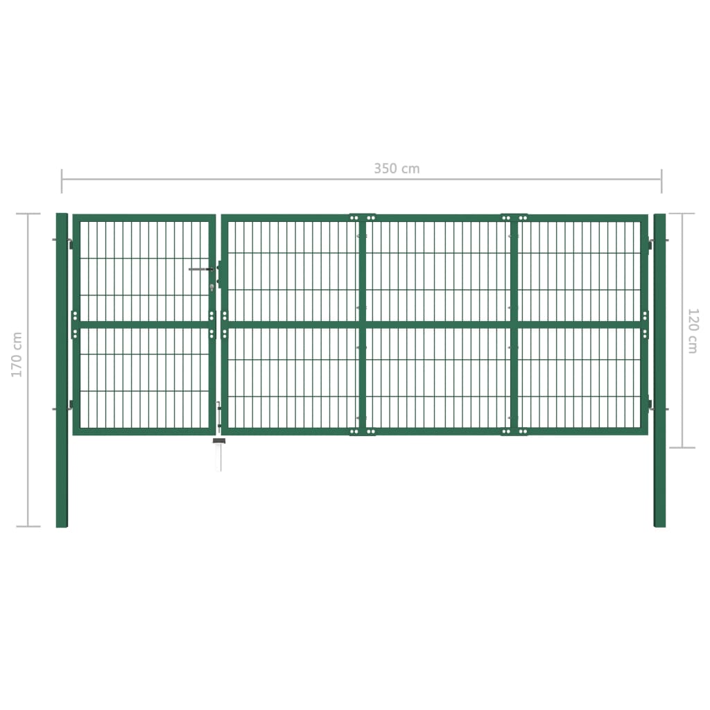 vidaXL Portail de clôture de jardin avec poteaux 350x120 cm Acier Vert