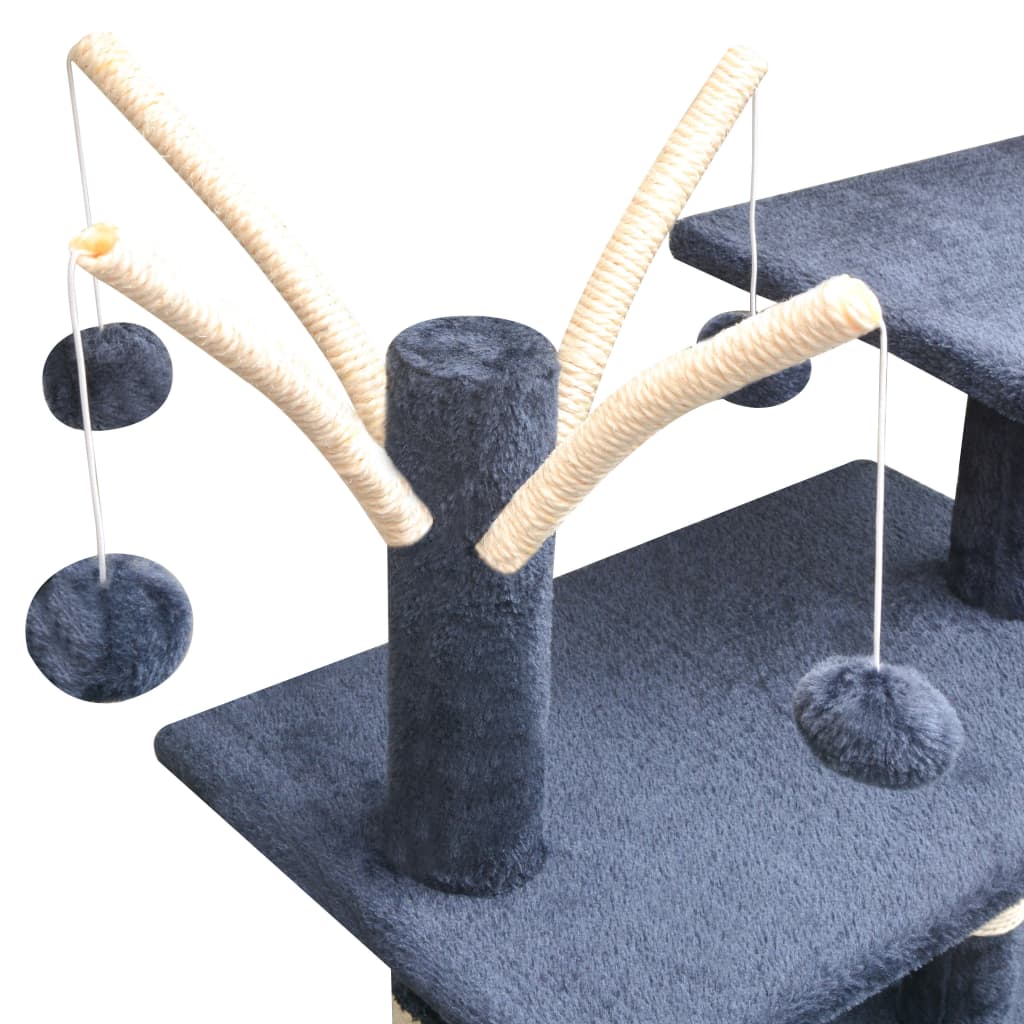 vidaXL Arbre à chat avec griffoirs en sisal 125 cm Bleu foncé