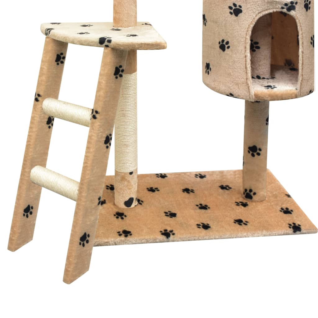 vidaXL Arbre à chat et griffoir Sisal 150 cm Empreintes de pattes Beige