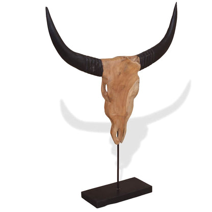 vidaXL Sculpture de crâne de taureau teck 66x15x88 cm