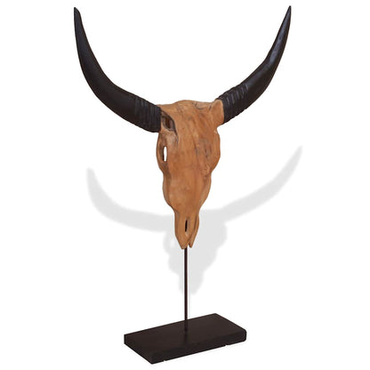vidaXL Sculpture de crâne de taureau teck 66x15x88 cm