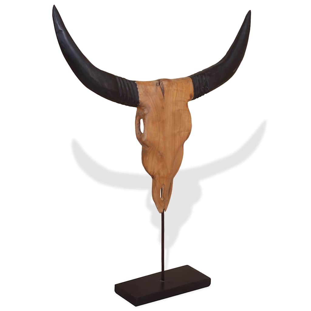 vidaXL Sculpture de crâne de taureau teck 66x15x88 cm