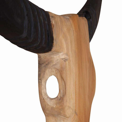 vidaXL Sculpture de crâne de taureau teck 66x15x88 cm