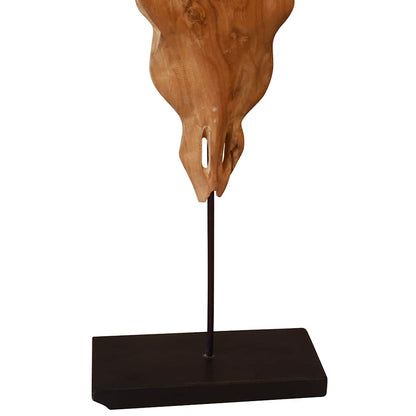 vidaXL Sculpture de crâne de taureau teck 66x15x88 cm