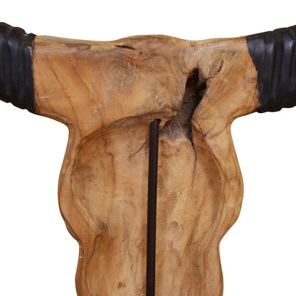 vidaXL Sculpture de crâne de taureau teck 66x15x88 cm