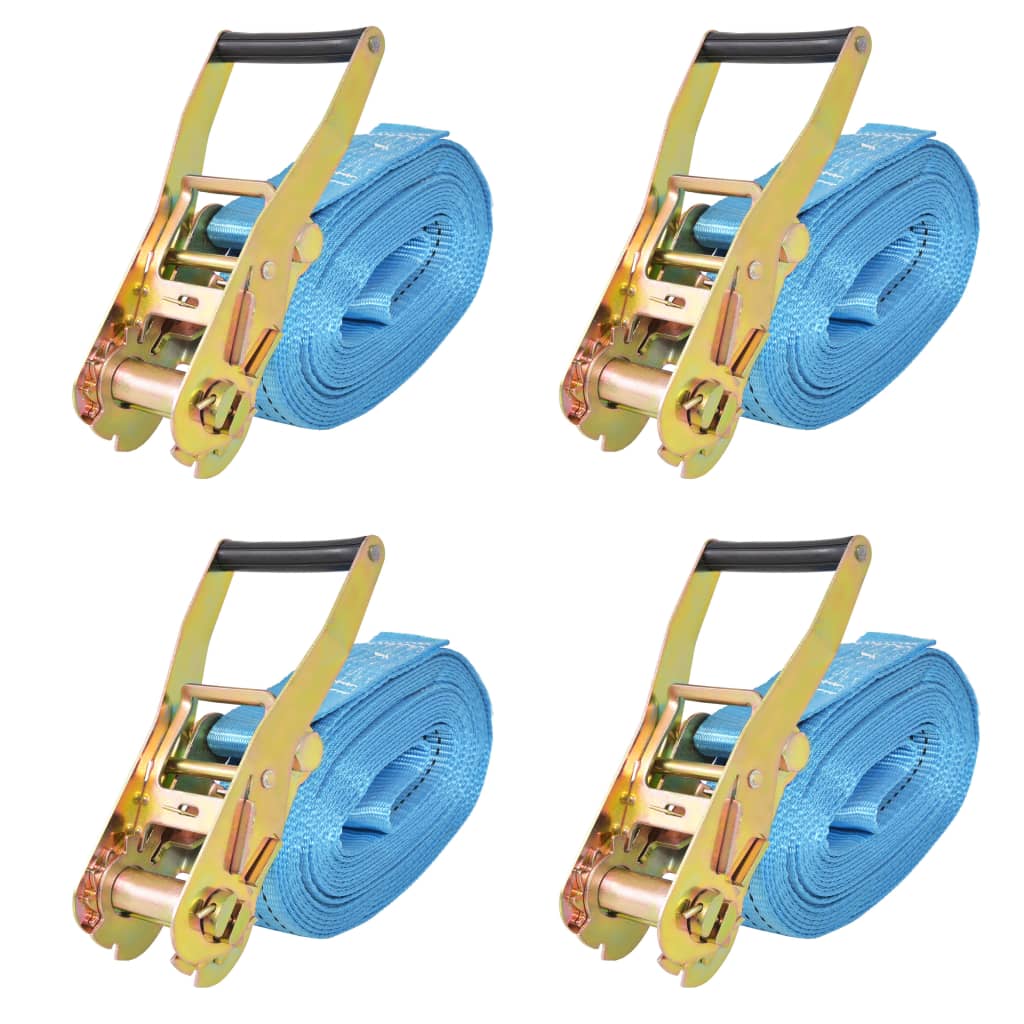 vidaXL Sangle d’arrimage à cliquet 4 pcs 4 tonnes 8 m x 50 mm Bleu