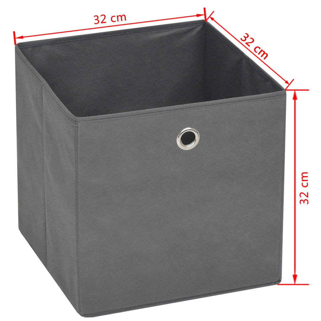 vidaXL Boîte de rangement 4 pcs Tissu non-tissé 32x32x32 cm Gris