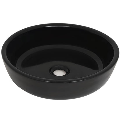 vidaXL Lavabo rond céramique noir 42x12 cm
